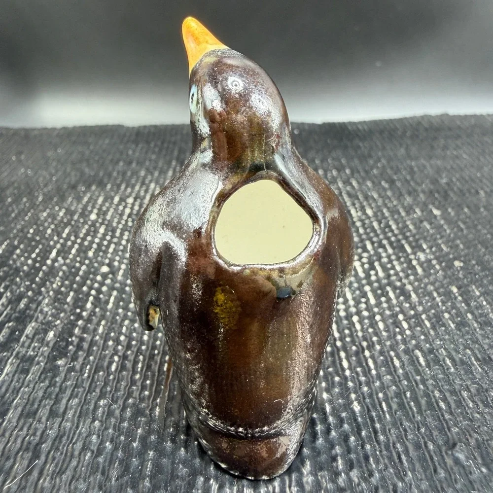 Vintage Ceramic Penguin Toothpick Holder with Colorful Cocktail Picks 2 Inch